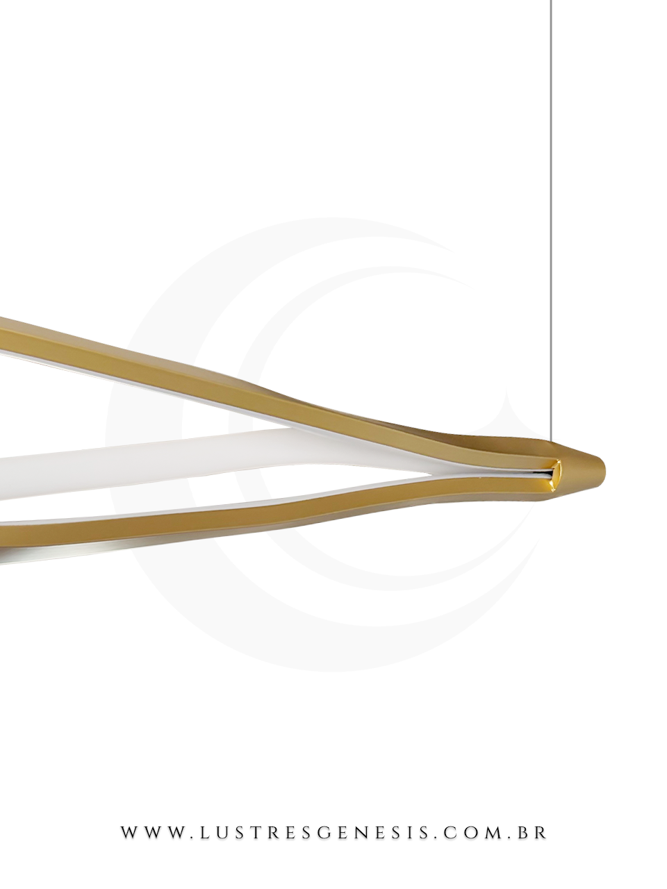 Detalhes Pendente Moderno de LED com estrutura metálica fosca dourada